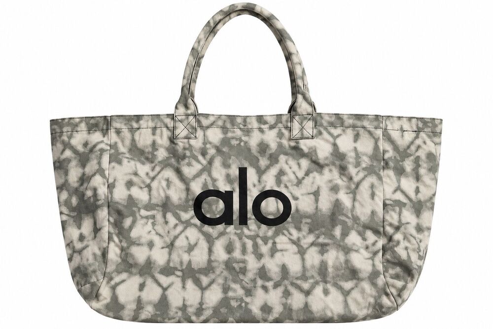 Alo Yoga Gray Tie Dye Large Canvas Tote Bag Gym Travel Shopper